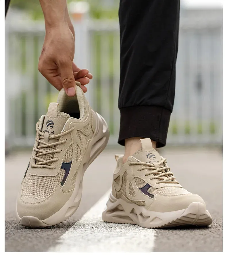 Steel Toe Safety Shoes Men's Breathable Protective Work Trainers_voghion.com
