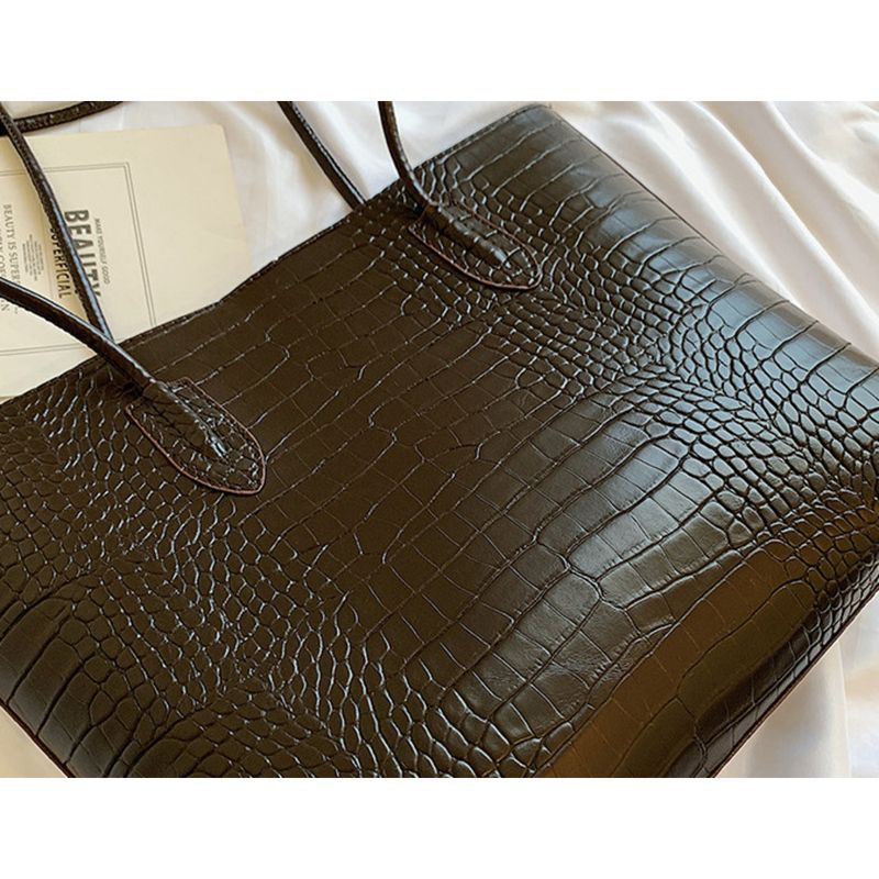 Modello coccodrillo tinta unita per donna 2024 nuova tendenza moda tempo libero semplice grande capacità borsa a tracolla monospalla_voghion.com