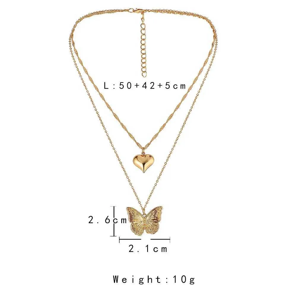Colliers pendentifs rétro papillon doré en acier inoxydable avec chaîne serpent et breloque tendance pour femmes_voghion.com