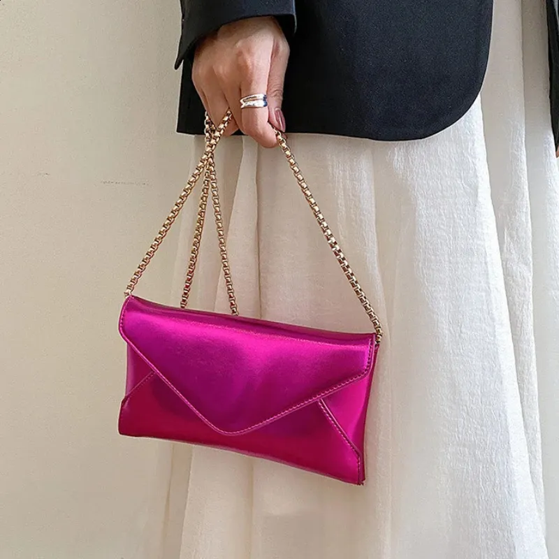 Pochette enveloppe en cuir PU brillant, sac à main classique Dr Purse pliable, sac messager de soirée pour femme 240824_voghion.com