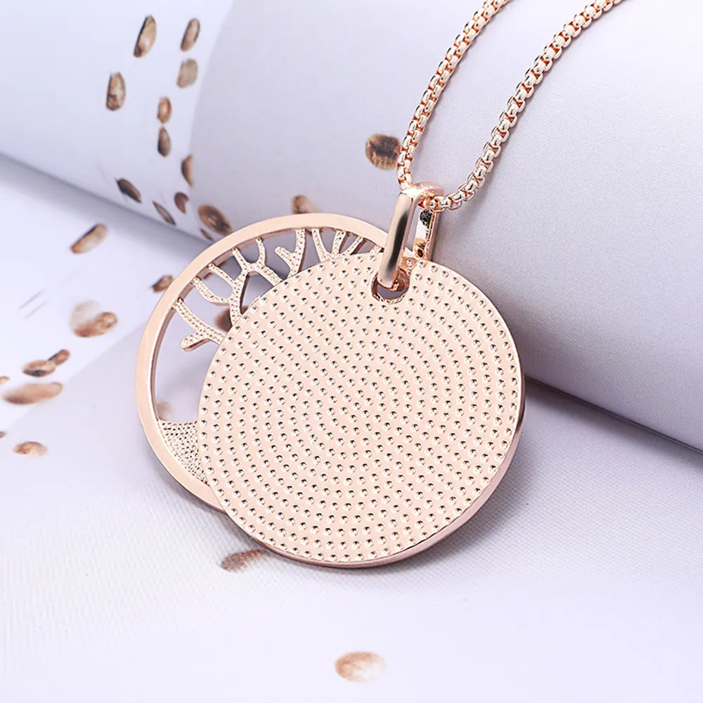 Colliers pendentifs 2023 Collier arbre de vie tendance en cuir cristal double couche grande breloque plante bijoux de mode pour_voghion.com