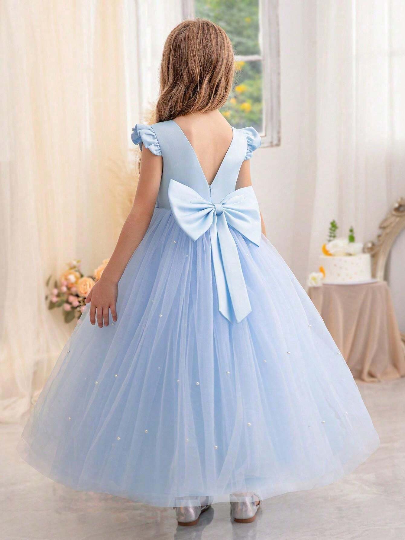 Girl Bow Princess Dress, Christmas Party Dress_voghion.com