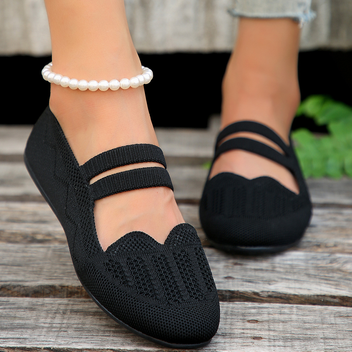 Women's new shallow mouth round head set feet lazy loafers_voghion.com