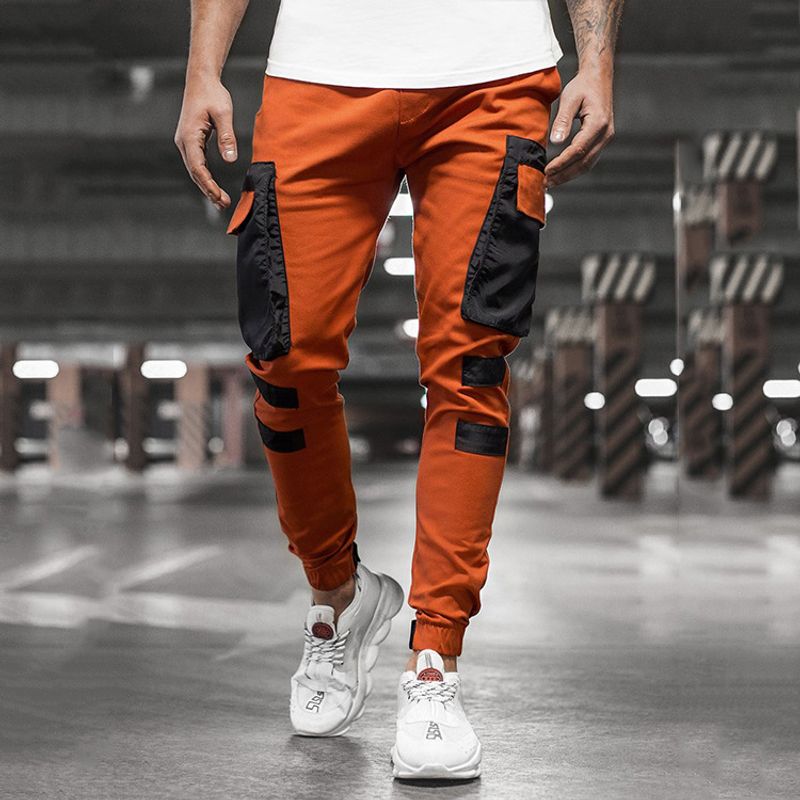 Lässige Sporthose für Herren, gewebte Taschennaht, Kordelzug, Freizeithose_voghion.com