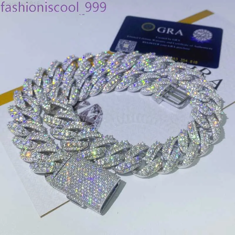 Custom Vvs Moissanite Diamond Cuban Link Chain Ice Out 18mm Hip Hop Miesten Korut Riipus Kaulakoru Miami_voghion.com