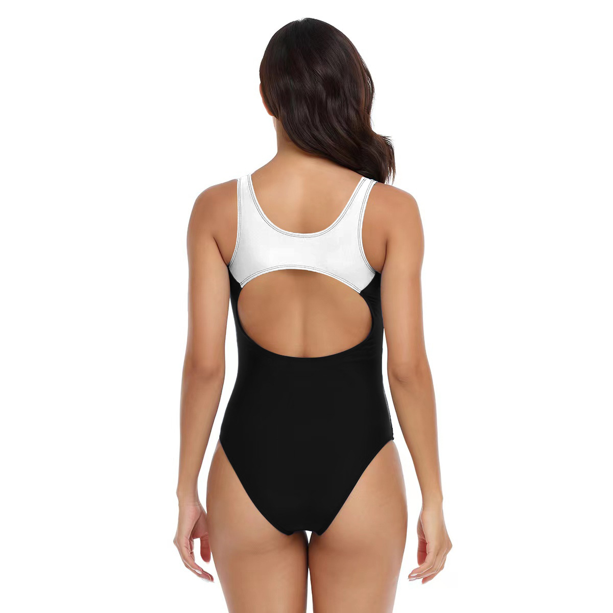 Women's Competition Fashion Sports Colorblock Triangle One-Piece Swimsuit Women_voghion.com