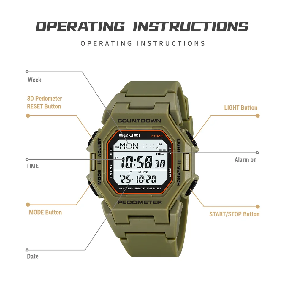 Chronograph Luminous Digital Watch For Men With Alarm And Calendar_voghion.com