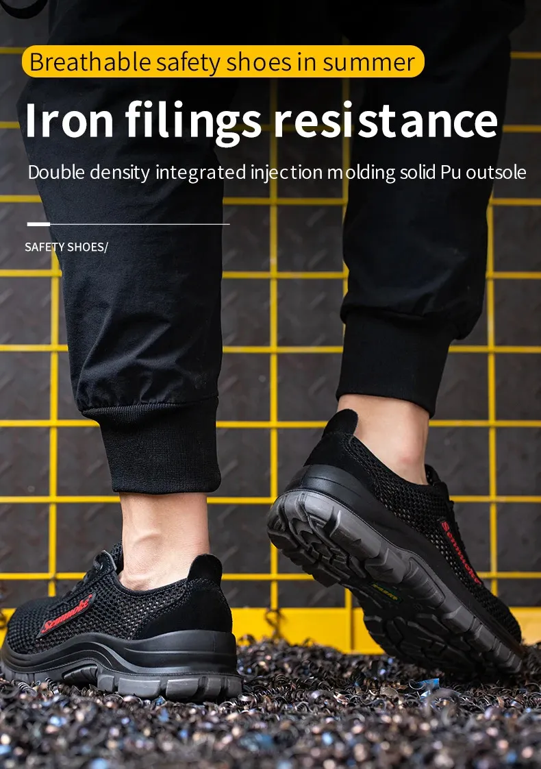 Chaussures pour hommes avec embouts en acier légers, adaptées aux travailleurs, sans besoin de transport, sécurité industrielle, tennis_voghion.com