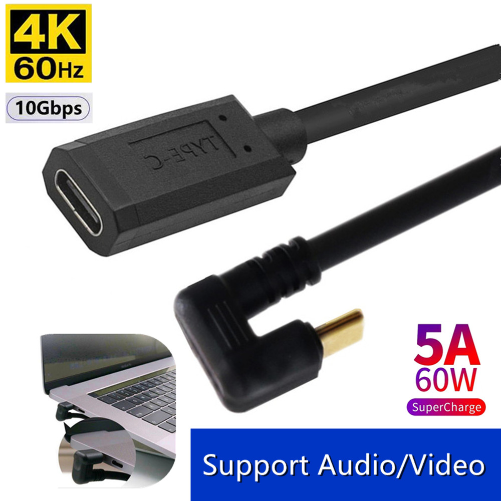 USB 3.1 tip C muški-ženski 4K 60Hz kabel za punjenje U-oblikovani USB-C 180 stupnjeva 10 Gbps audio video kabel 0,3 m 0,6 m 1 m 1,8 m_voghion.com