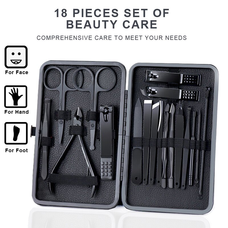 18 stücke Maniküre Schneider Nagel Clipper Set Haushalt Edelstahl Ohr Löffel Pediküre Schere Werkzeug Für Schönheit_voghion.com