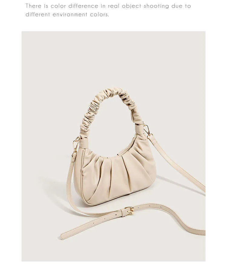 New women's pleated handbag soft leather cloud flip armpit summer single shoulder crossbody bag_voghion.com