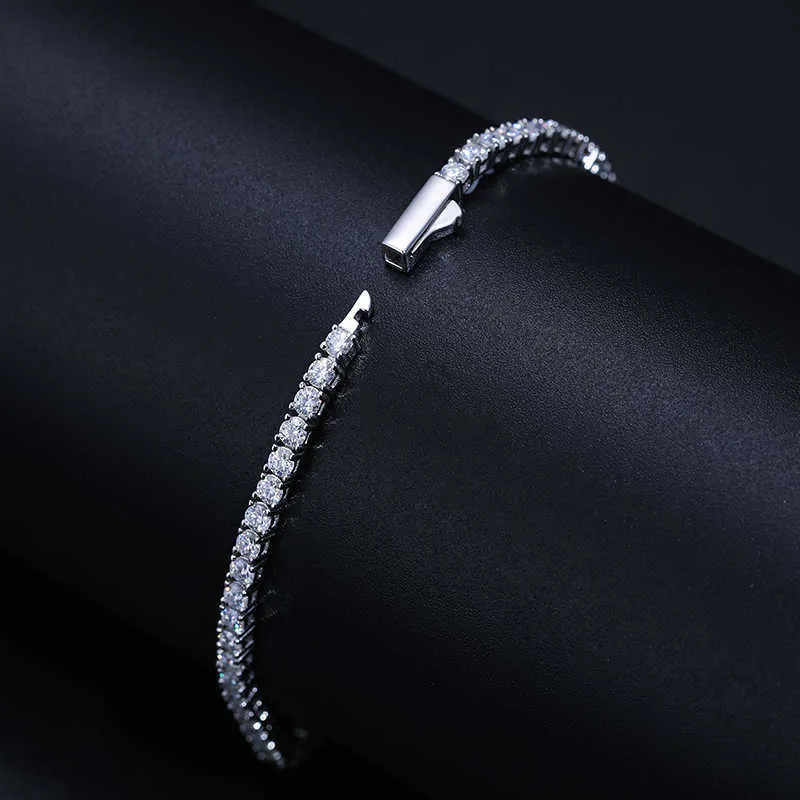 Dropshipping Pulsera 2mm 2.5mm Sterling Sier Pass Diamo Test VVS Moissanite Zincir Tenis Bilekliği Kadınlar Kızlar İçin_voghion.com