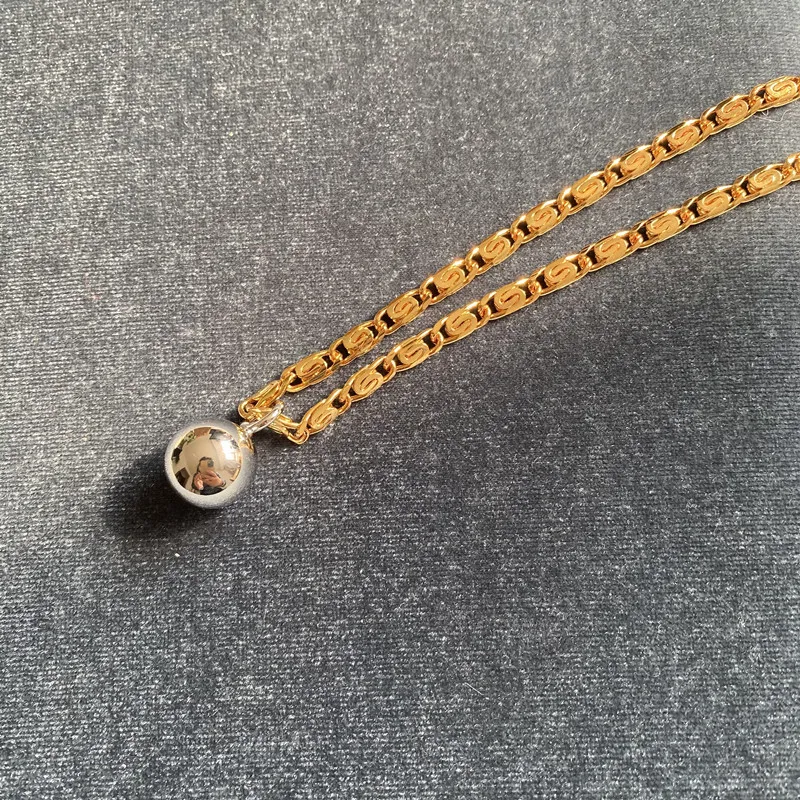 Catene Originale Vento Freddo Semplice Bicolore Geometrico Graffetta Catena Rame Sferico Ciondolo Collana Maglione_voghion.com