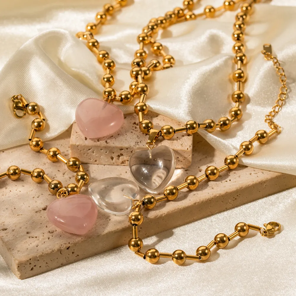 Designer INS Popolare Acciaio Inossidabile Trasparente Cristallo Pendente per Donne Placcato Oro Collana Palla Banchetto Festa_voghion.com