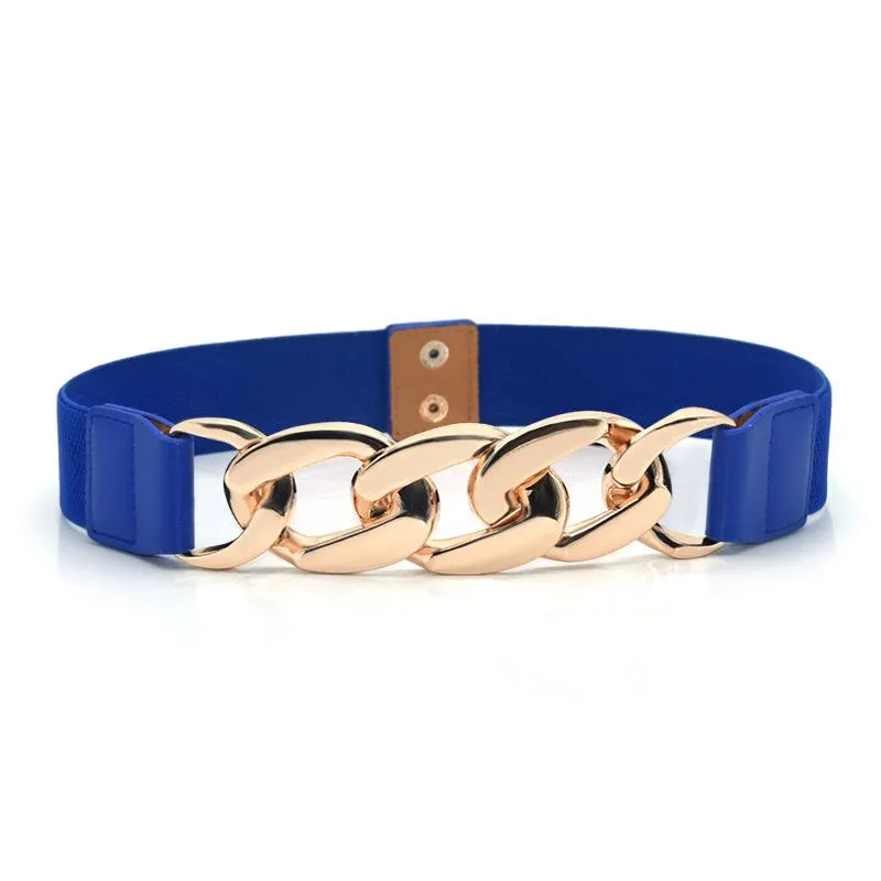 Ceintures chaîne en or ceinture élastique Sier taille en métal pour femmes Ceiture Femme Stretch Cummerbunds dames manteau ceinture_voghion.com