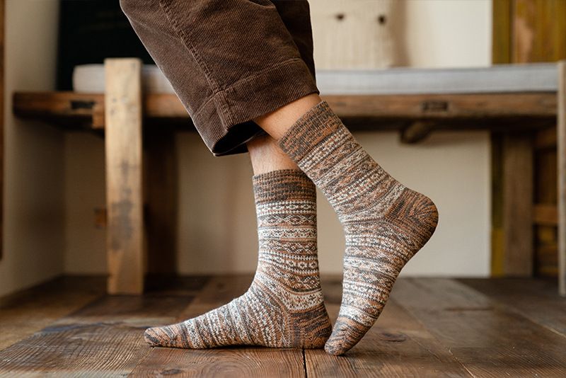 Calzini da uomo in lana spessa e calda, stile retrò, lunghi e invernali, in cotone, a metà tubo_voghion.com