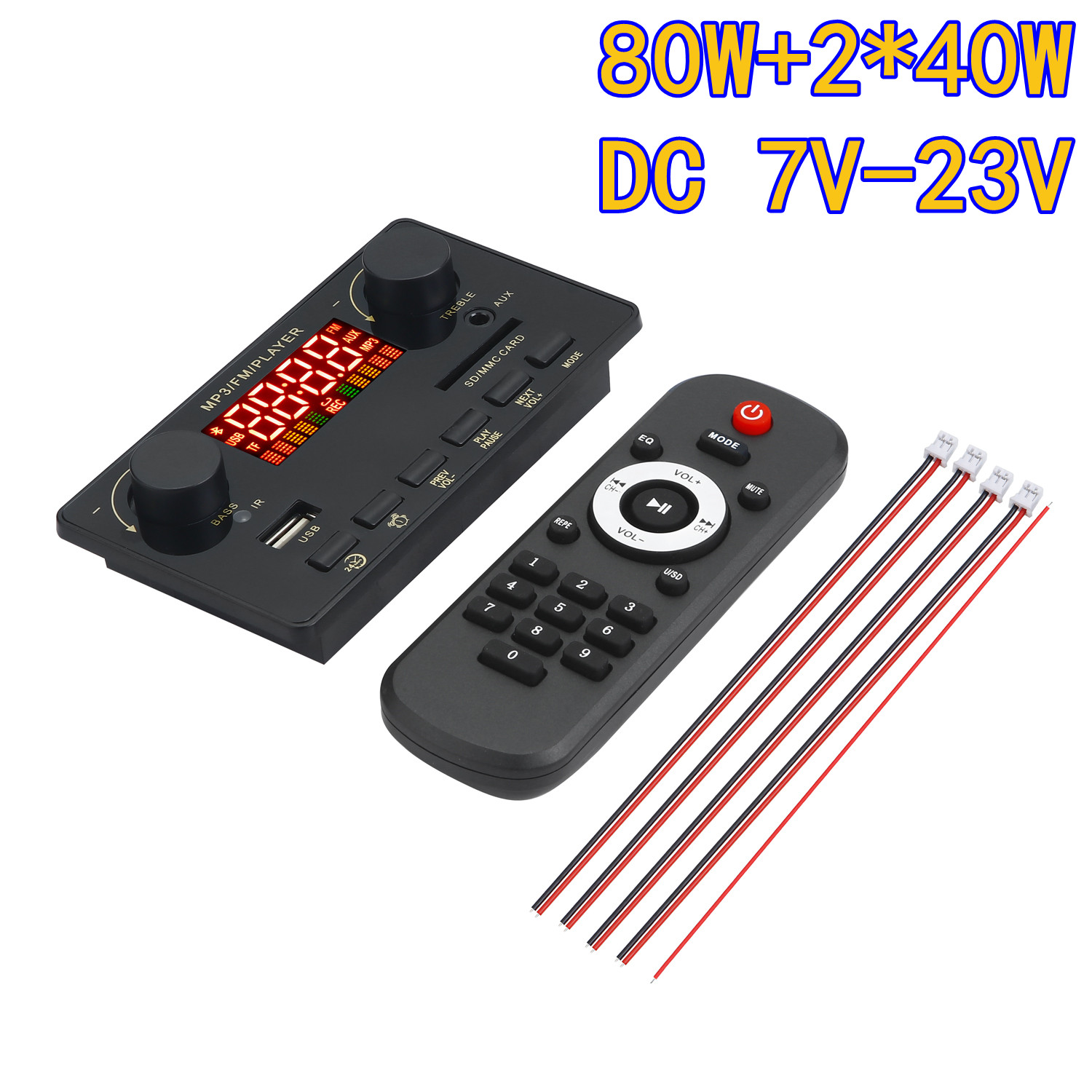 2*40/50/60W Amplifier MP3 Player Decoder Board 12V Bluetooth 5.0 Car FM Radio Module Support TF USB AUX wav/wma decoder board_voghion.com