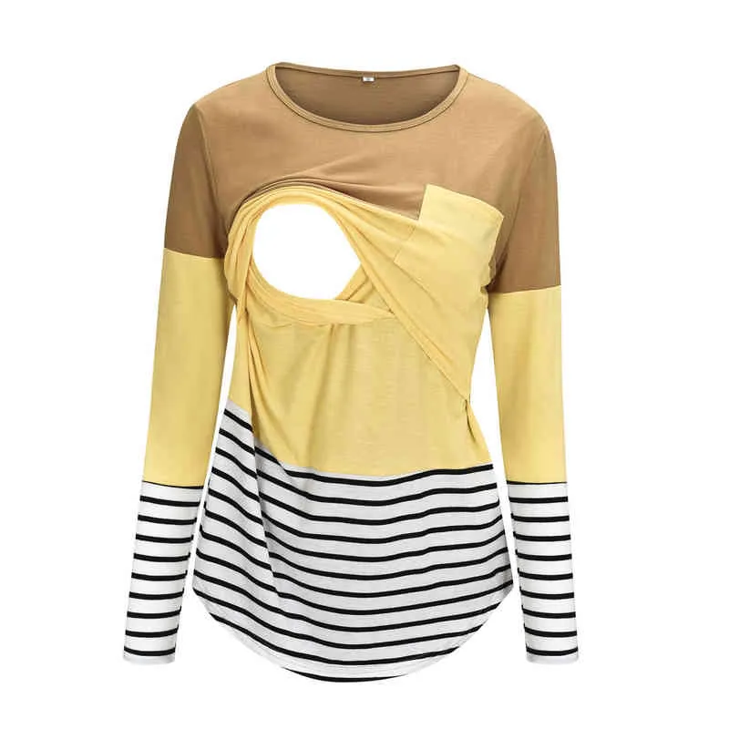 Frauen Schwangere Mutterschaft Kleidung Stillen Tops Stillen Gestreiften T-shirt Mama Langarm S/M/L/Xl/Xxl L220801_voghion.com