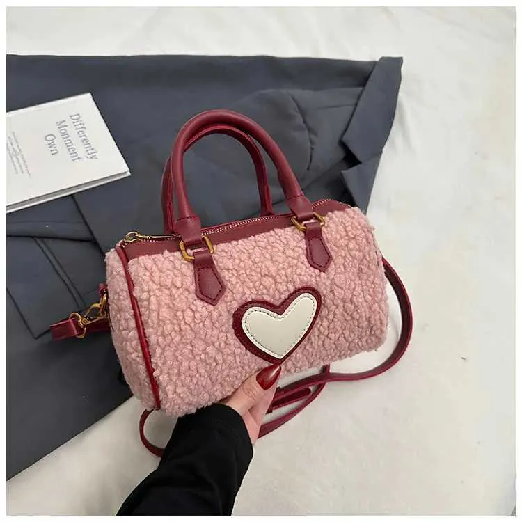 Pluche handtas dames winter warm zachte schoudertas crossbody tas_voghion.com