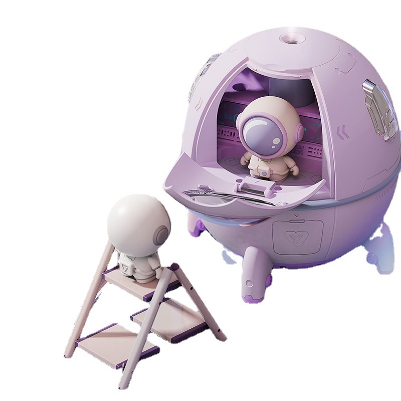 Space Capsule Loftbefeuchter USB Ultrasonic Cool Mist Aromatherapie Waasserdiffuser mat Led Light Astronaut Luftbefeuchter_voghion.com