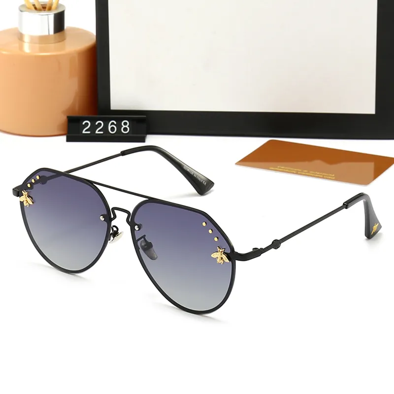 Brand Designer Sunglasses Little Bee Fashion New Metal Large Frame Sunglasses Retro Men And Women High-end Glasses UV400_voghion.com