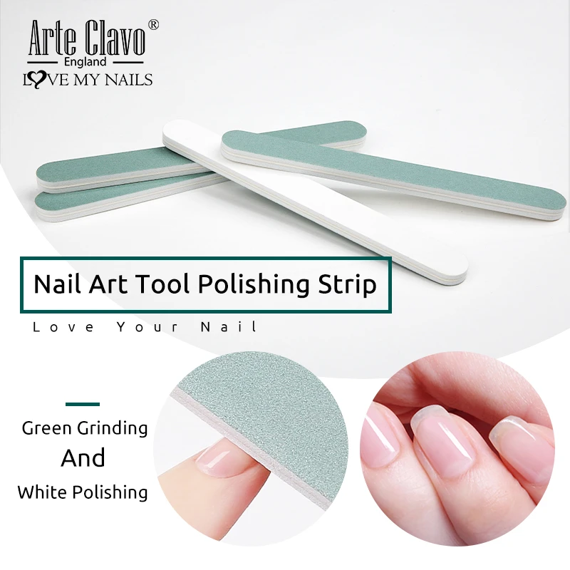 Arte Clavo Lima per unghie professionale in spugna di moda Tampone per unghie a doppio lato Smalto per manicure Smalto per levigatura Tampone per unghie Strumenti per nail art fai-da-te