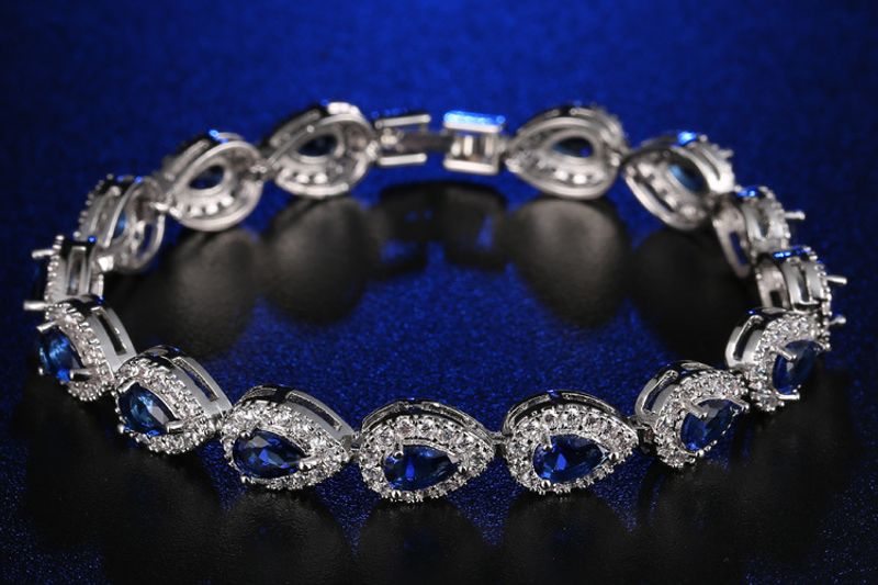 Pulseira feminina de zircônia com gota d'água e joias da moda Ruose_voghion.com