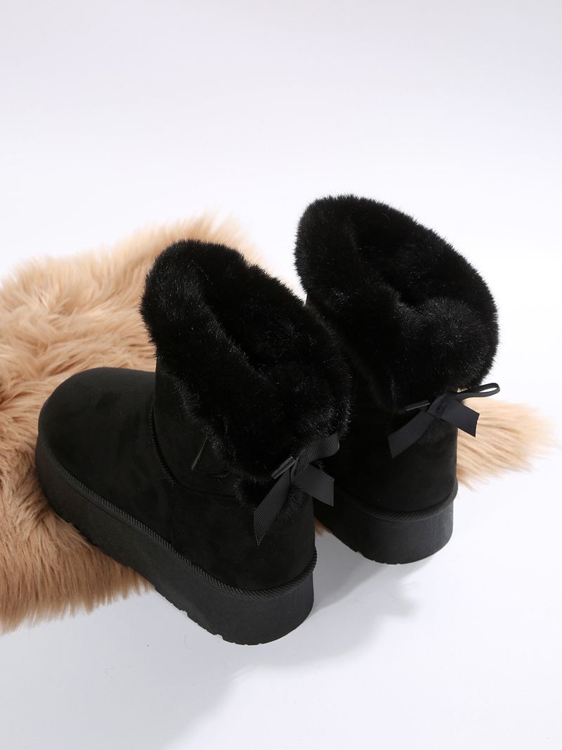 Foreign trade cross border winter new snow women's bottom bow leisure plus veet thick warm non slip cotton boots_voghion.com