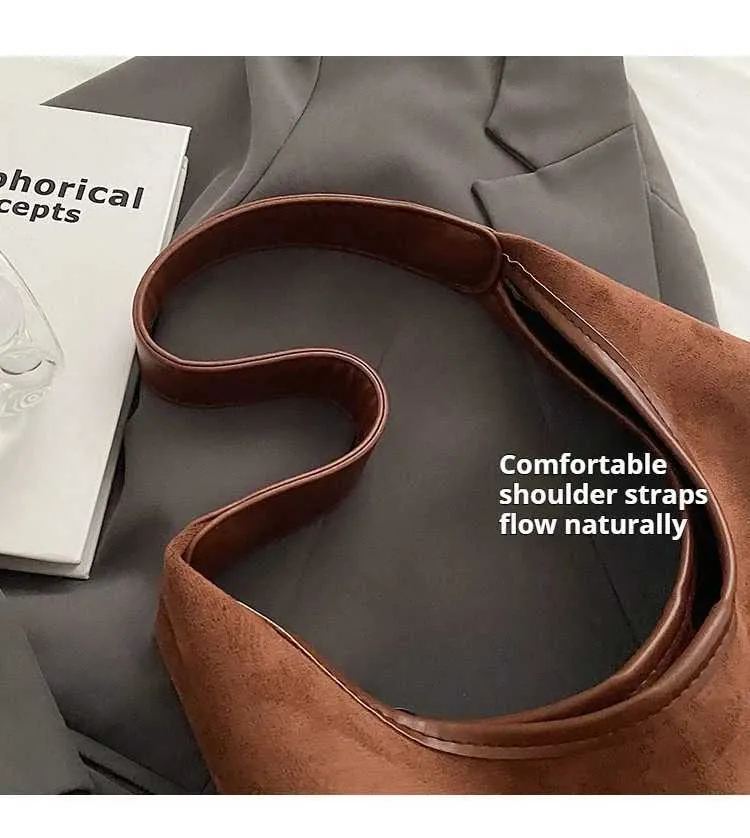 Sac à bandoulière polyvalent en daim pour femme, style rétro, tendance, Y241118_voghion.com