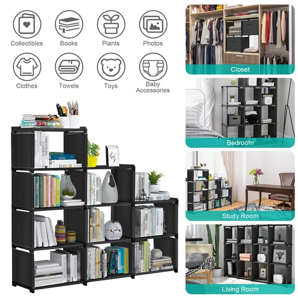 Cube Storage Organizer 9 Cubes Closet Shelves Cabinet Bookcase Non-Woven Fabric Cube Shelf For Living Room Bedroom Office_voghion.com