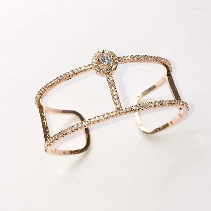 Bangle Personalized Punk Generous Line Wide Cut Out Zircon Bracelet_voghion.com