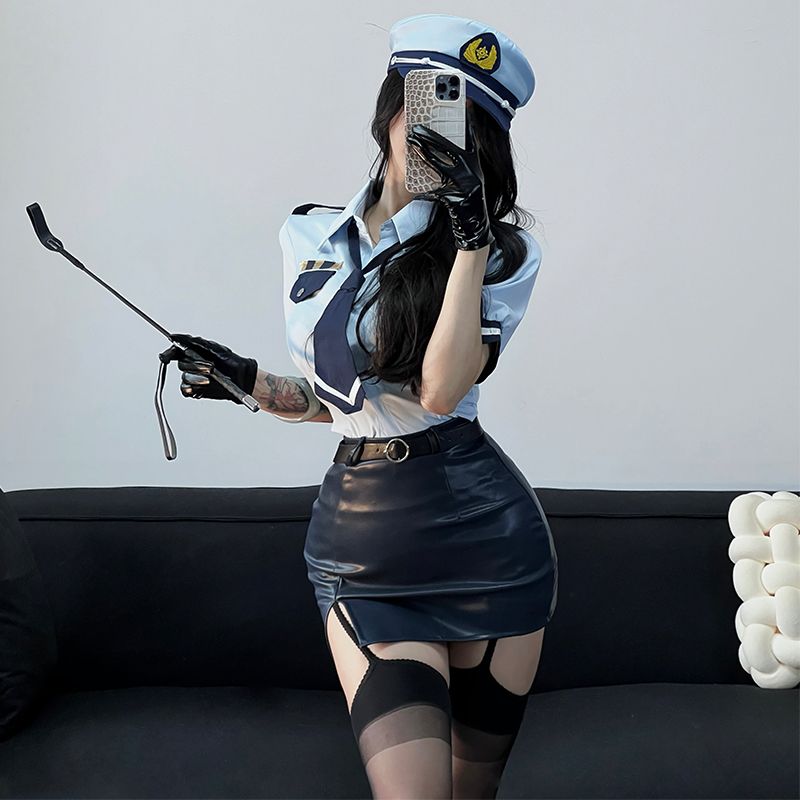 Déguisement sexy de policière de style marine, costume de cosplay pur désir, hôtesse de l'air de la cour de nuit, secrétaire, uniforme taille reine_voghion.com