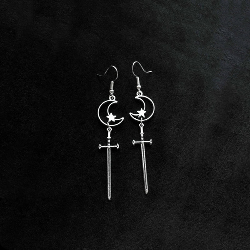 Earrings Gothic moon and sword earrings_voghion.com