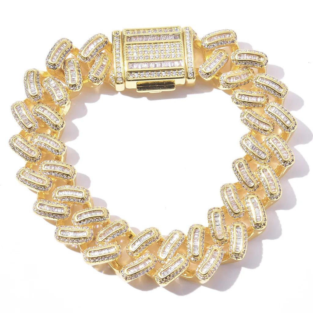 Bracciale cuban link hip hop con zirconi per uomo color argento_voghion.com