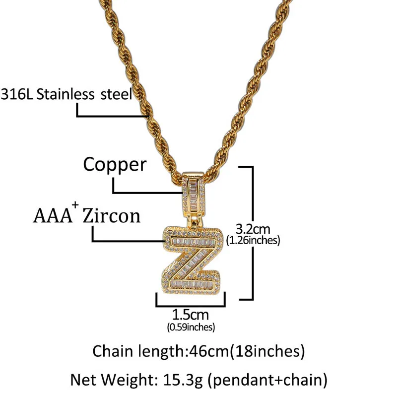 Pendentif lettre collier avec zircon style hip hop bijoux mode_voghion.com
