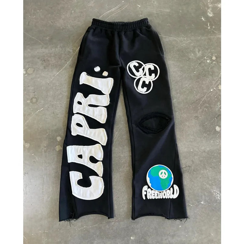 Project Capri Flared Sweatpants Herren Lässige Trompetenspleiß-Sporthose für Herren und Damen mit Kordelzug Jogger Sweatpants_voghion.com