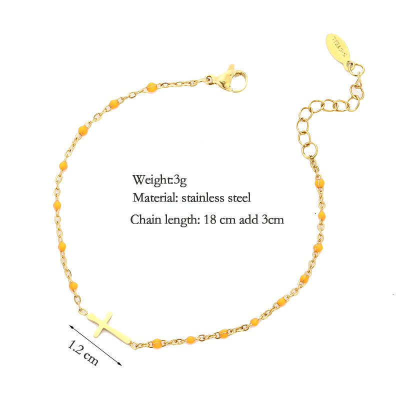 Braccialetto in acciaio al titanio con croce alla moda per donna, elegante e versatile, semplice, per coppia_voghion.com