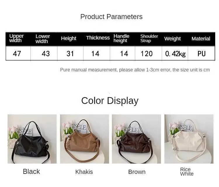 Large black shoulder large homeless shopping solid color high-quality leather cross body handbag womens travel bag_voghion.com