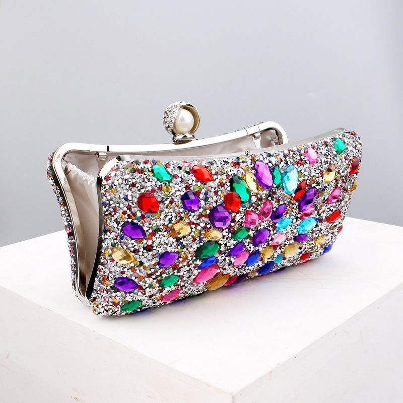 Sac de soirée polyvalent pour banquet de mode féminine avec incrustations de diamants populaires_voghion.com