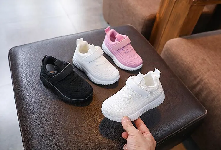 Scarpe da tennis per bambini piccoli, da infilare, per ragazze e ragazzi, sportive, da corsa, in rete con suola morbida, per bambini, rosa, nero, bianco_voghion.com