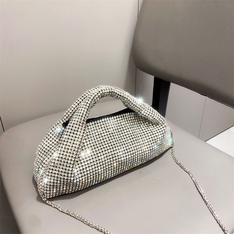 Guangzhou Fashion Super Sparkg Borsa a tracolla singola da sera in tinta unita con tracolla in acqua Dia per donna_voghion.com