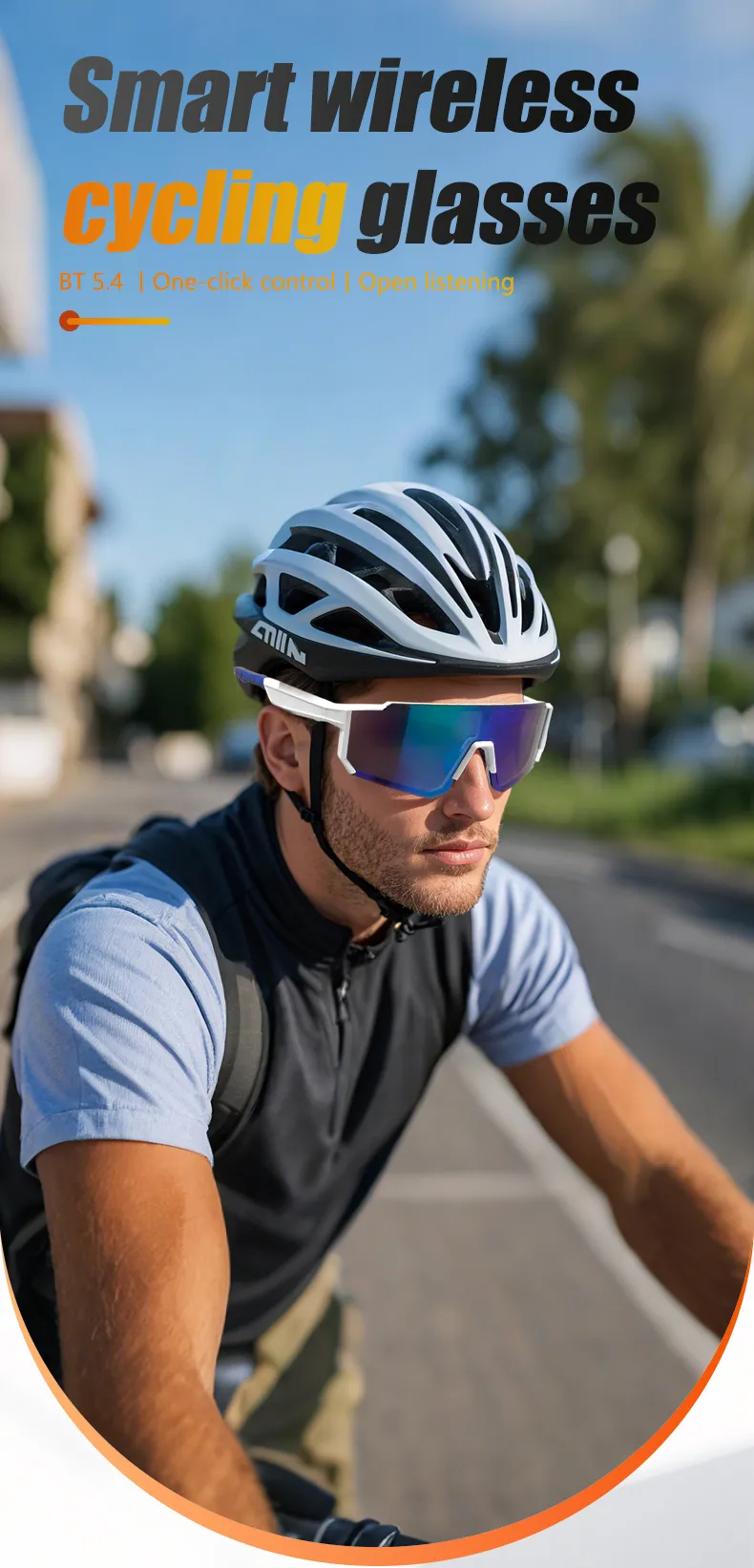 Gafas de sol inteligentes con Bluetooth, diseño de viento y arena (2025), para ciclismo al aire libre, para hombres y niñas, con colores deslumbrantes._voghion.com