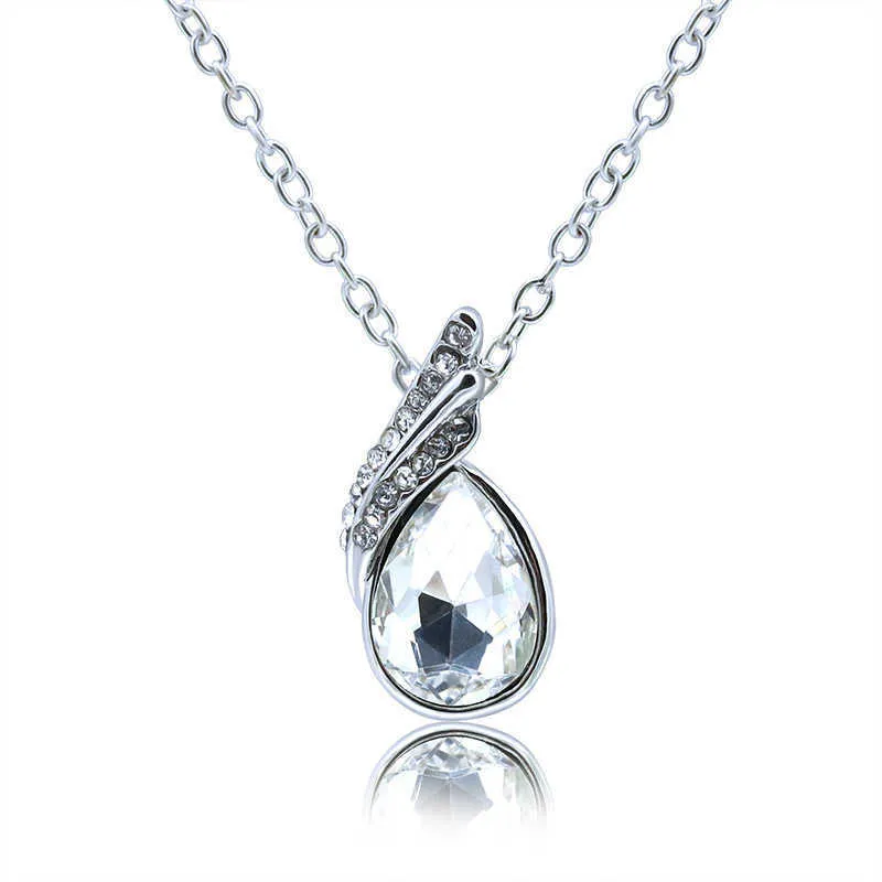 Colliers Collier en cristal coloré classique pour femmes Bijoux de mode Esthétique Pendentif en métal Chaîne Tendance Romantique_voghion.com