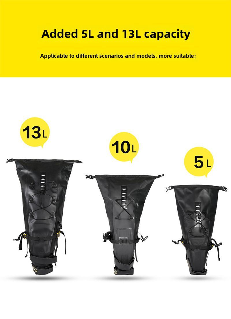 RHINOWALK Rhino Full Waterproof Bicycle Saddle Tail Bag Large Capacity 10L Road Bike Lightweight Long Distance Riding_voghion.com