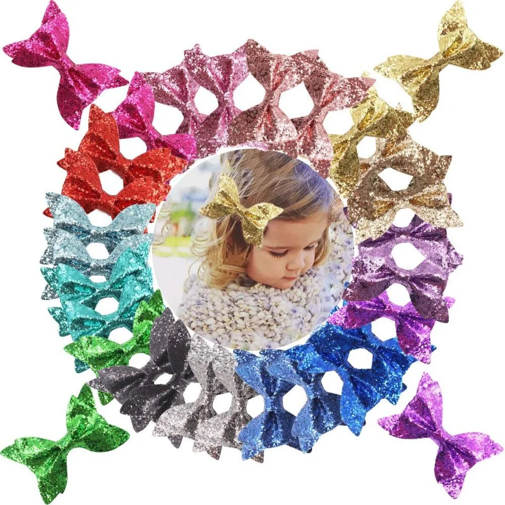 30pcs 4inch Sparkly Glitter Pigtail Bows Alligator Hair Clips For Baby Girls Toddlers Kids Children Teens_voghion.com