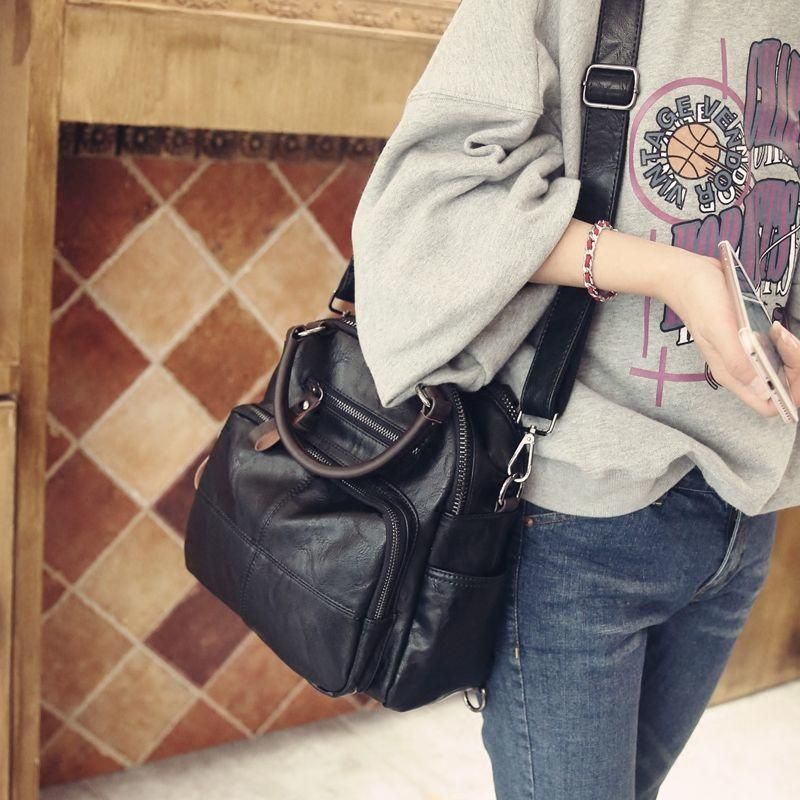 Neu Rucksack Drei-Zweck Tasche Vitage Leder Hadtasche Koreaische-Stil Alle-Passede Casual Studet Schultasche_voghion.com
