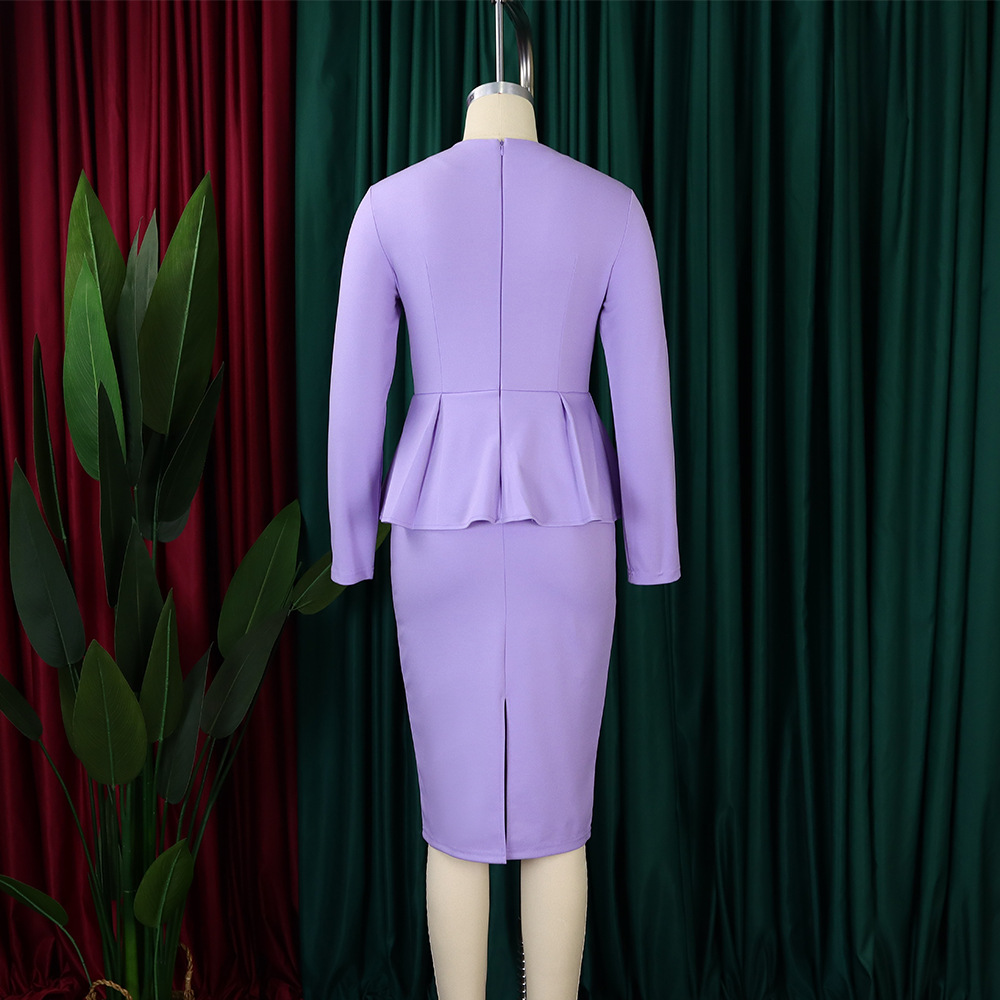 Women's Autumn And Winter New Long-sleeved OL Temperament Elegant Ruffled African Dress_voghion.com