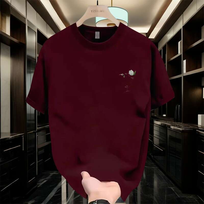 Maglietta americana a maniche corte di alta qualità con marchio alla moda stampato personalizzato Ins da uomo con scollo rotondo interno_voghion.com