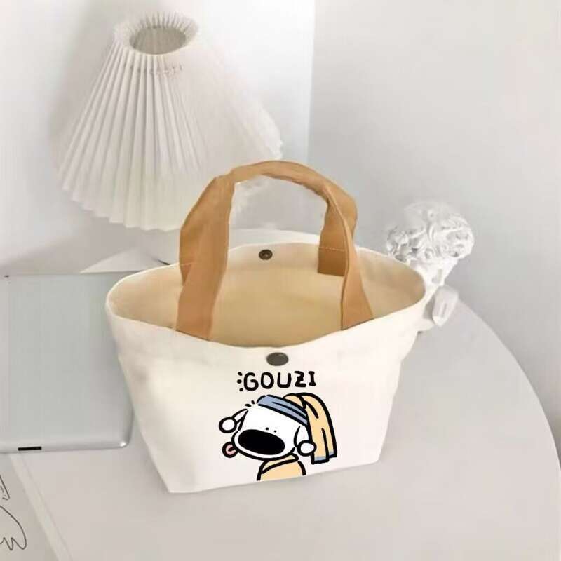 Kompakte Einkaufstasche aus Canvas für Pendler, einfache Lunchbox für Studenten, Outdoor_voghion.com