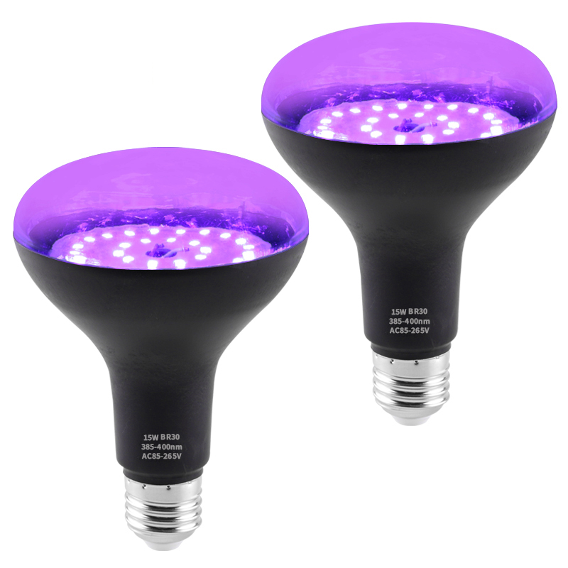 1 stk. E26 E27-fatning 15W UV-sort lampe lilla UV-pære sort pære lamper bar halloween fest dekoration lys paraplypære_voghion.com